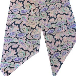 VTG Paisley Scarf‎ Ascot Long Neck Headband Silk Blend Pink Purple Green Black